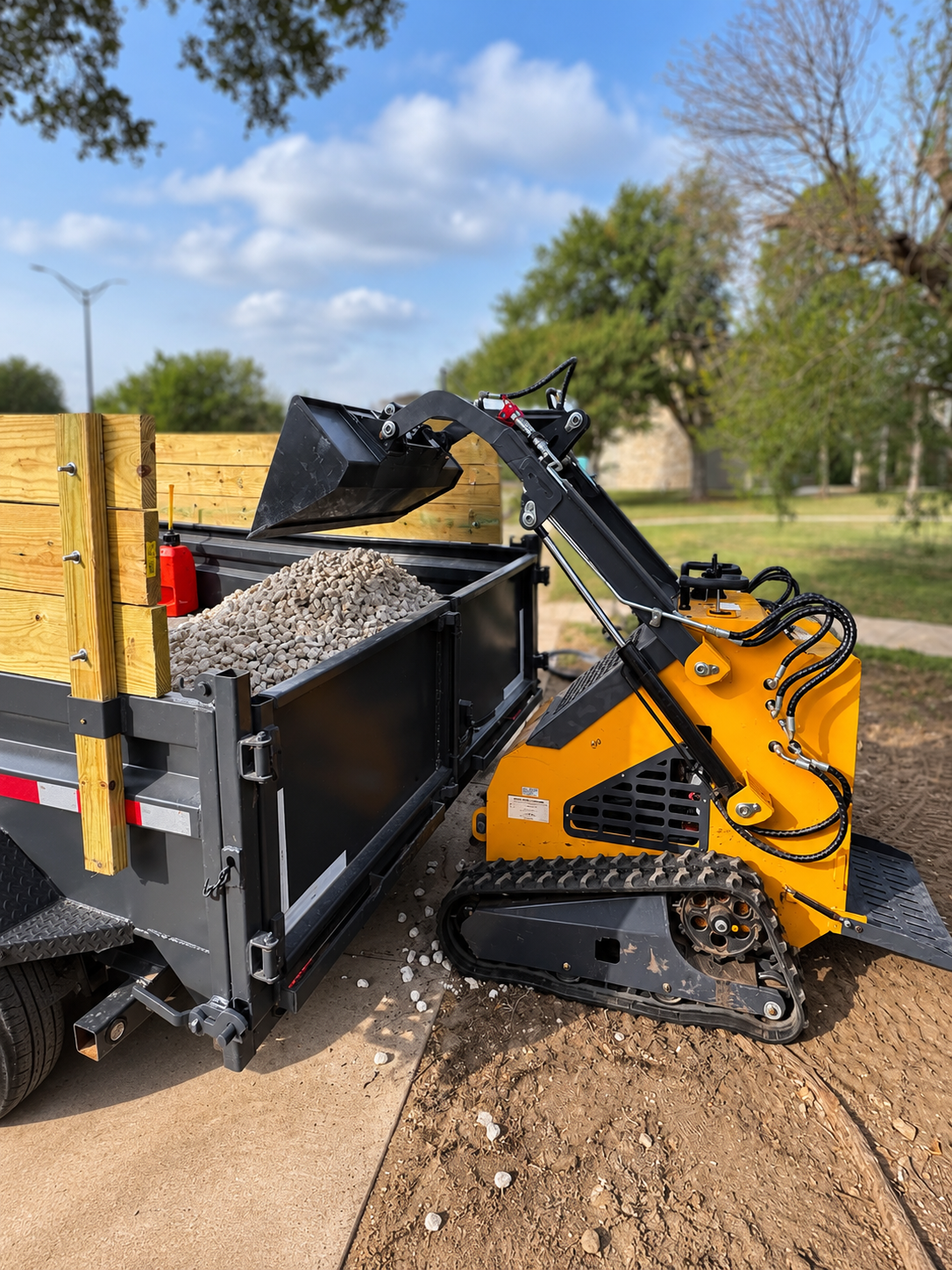 ZJ-380 mini skid steer loading gravel